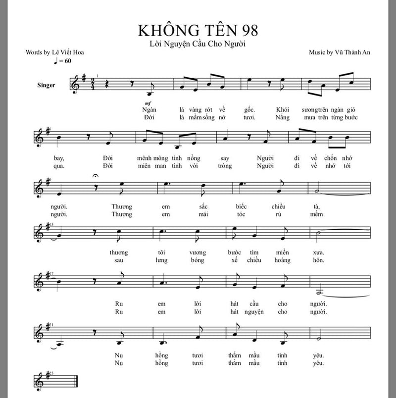 Không Tên Số 97 - Saigon Trong Tôi - Thơ Lê Viết Hoa - Nhạc Vũ Thành An Lyric - Lời Nhạc Vũ Thành An